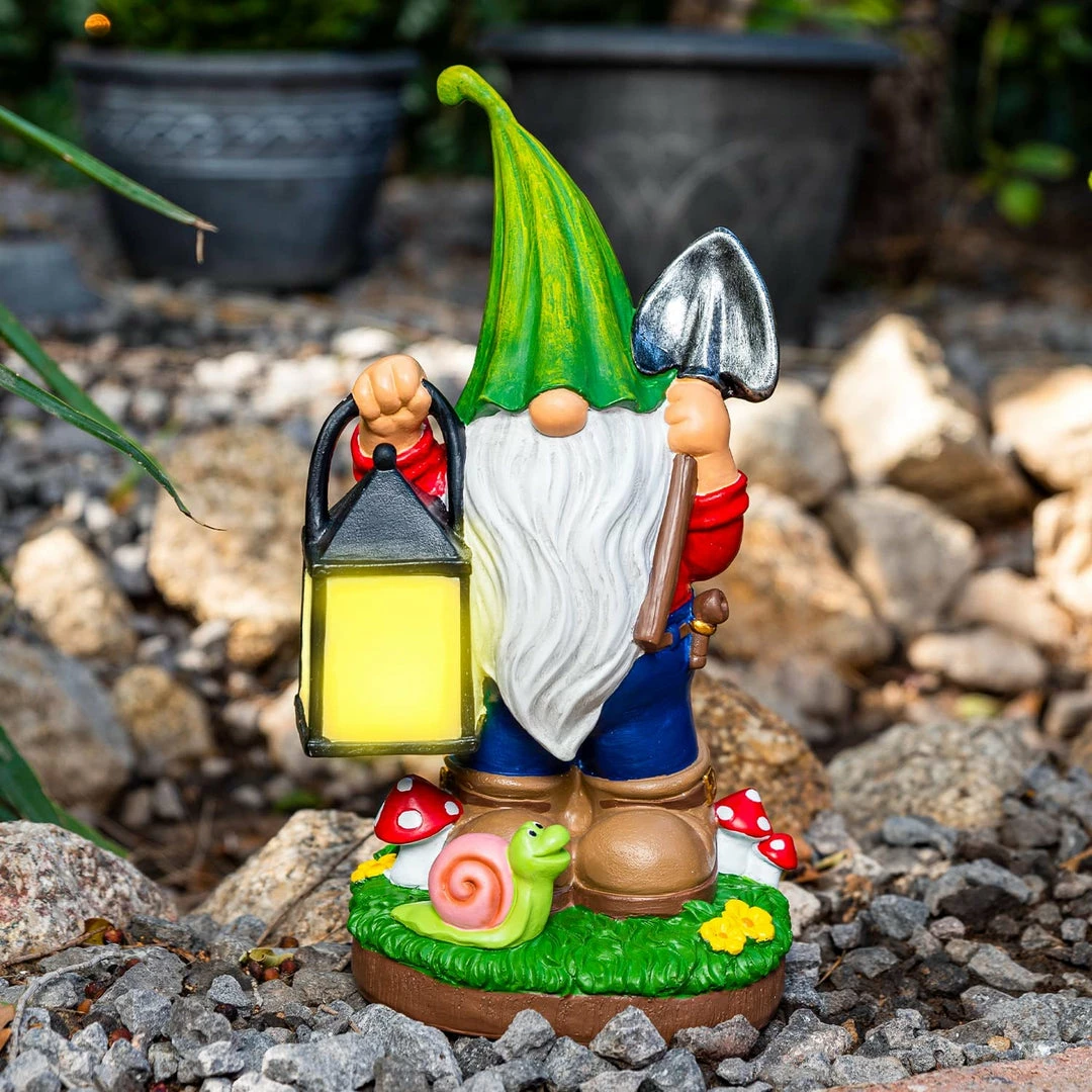 Joiedomi Lawn Decor Gnome Statue With Solar LED Lights, Hanging Lantern 2 Joiedomi Lawn Decor Gnome Statue With Solar LED Lights, Hanging Lantern