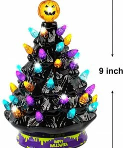 Joiedomi 9’’ Halloween Pre-Lit Ceramic Tabletop Tree