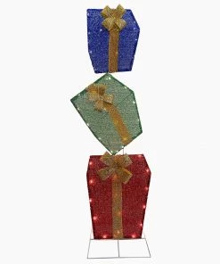 Joiedomi 4ft Christmas Tinsel Stacked Gift Boxes