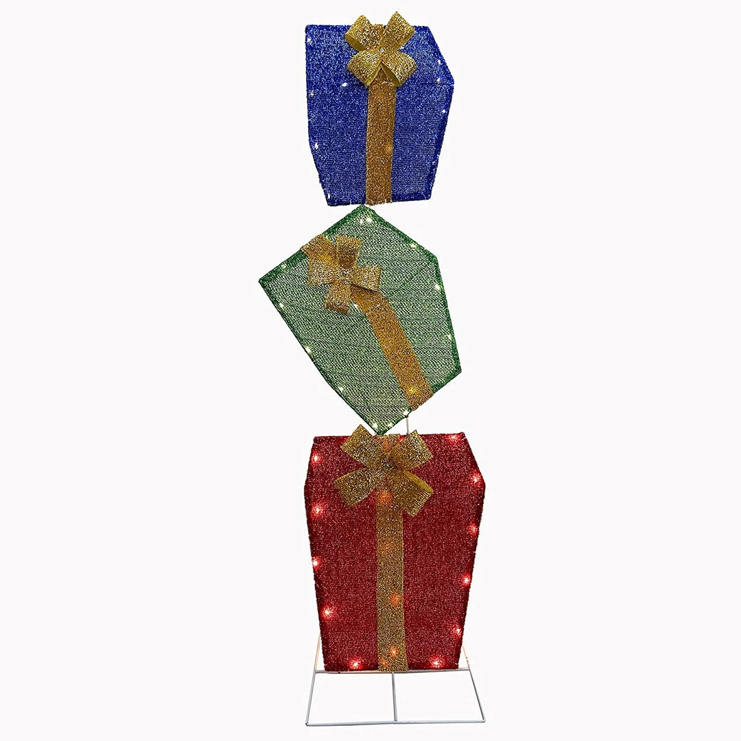 Joiedomi 4ft Christmas Tinsel Stacked Gift Boxes 1 Joiedomi 4ft Christmas Tinsel Stacked Gift Boxes