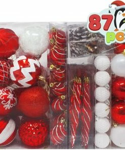 Joiedomi All Holiday Decor 87ct Assorted Red & White Christmas Ornaments Set With Pine Corn 7 Joiedomi All Holiday Decor 87ct Assorted Red & White Christmas Ornaments Set With Pine Corn