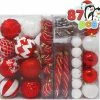 Joiedomi All Holiday Decor 87ct Assorted Red & White Christmas Ornaments Set With Pine Corn