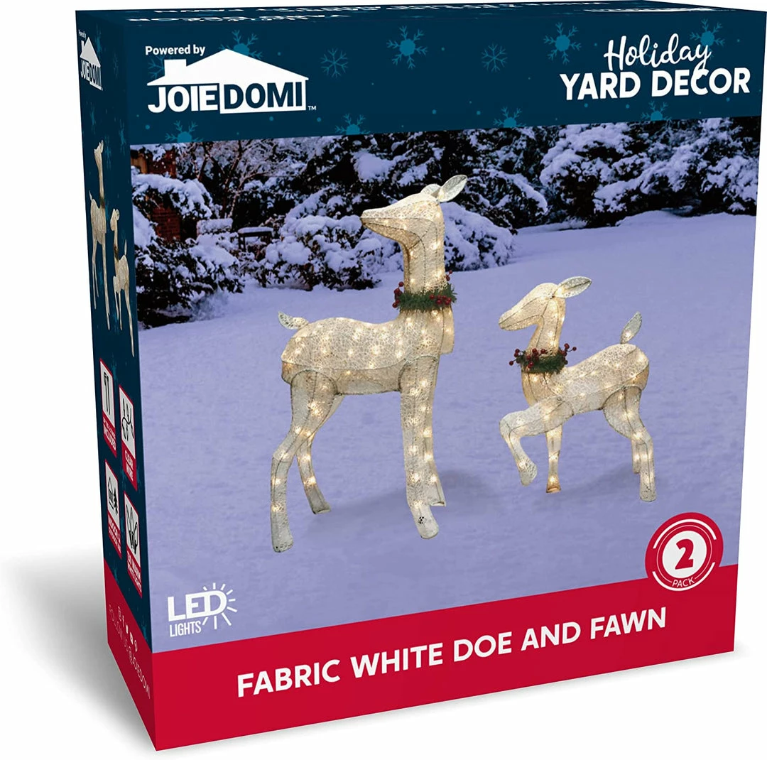 Joiedomi All Holiday Decor 2Pcs LED Yard Lights - Fabric 4ft Doe And 3ft Fawn (White) 2 Joiedomi All Holiday Decor 2Pcs LED Yard Lights - Fabric 4ft Doe And 3ft Fawn (White)