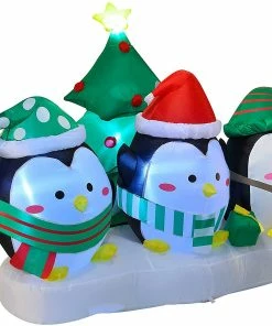 Joiedomi 6FT Long Inflatable Three Chubby Penguin In Front Of Christmas Tree 11 Joiedomi 6FT Long Inflatable Three Chubby Penguin In Front Of Christmas Tree