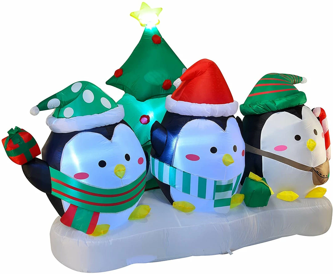 Joiedomi 6FT Long Inflatable Three Chubby Penguin In Front Of Christmas Tree 5 Joiedomi 6FT Long Inflatable Three Chubby Penguin In Front Of Christmas Tree