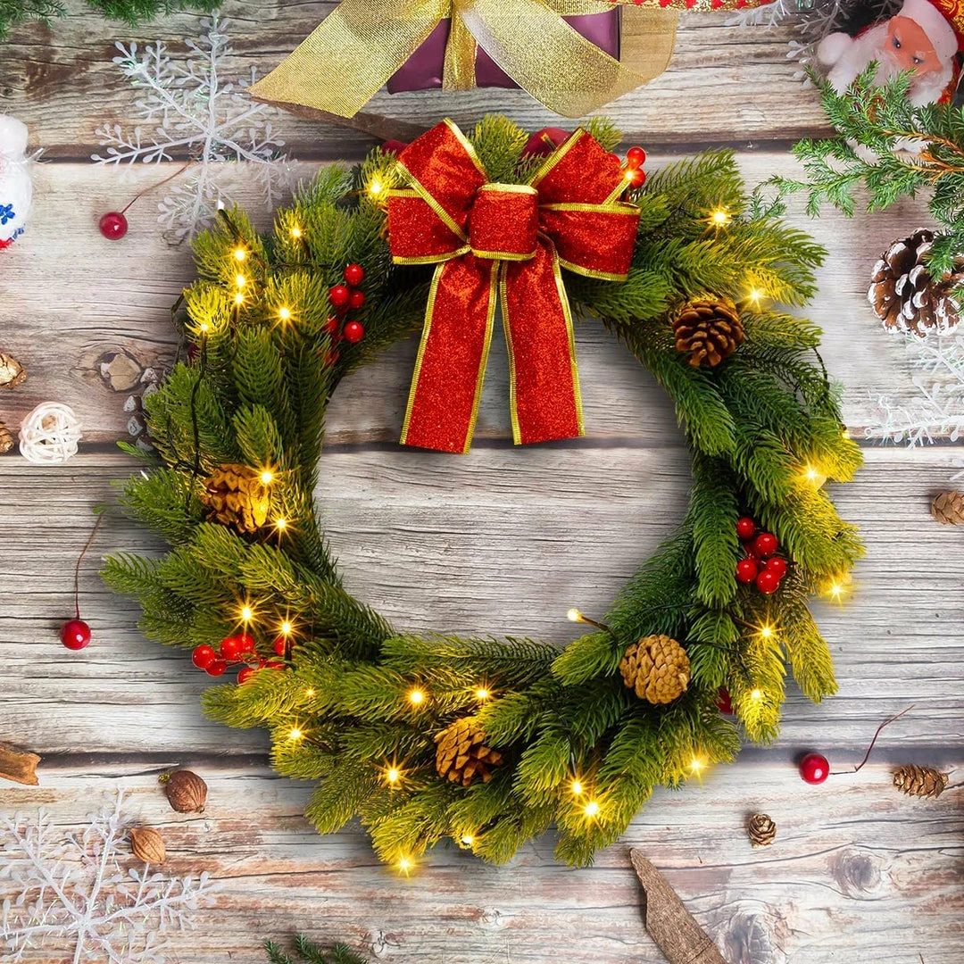 Joiedomi All Holiday Decor 20" Christmas Wreath With Bow 3 Joiedomi All Holiday Decor 20" Christmas Wreath With Bow