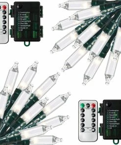 Joiedomi 34.6 FT Christmas 2x50 Count Clear White LED Green Wire String Lights With Remote Control