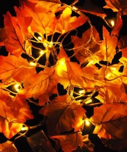 Joiedomi 14.7 Ft Maple Leaves String Light, 2 Pcs Decorative Lights