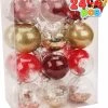 Joiedomi 24Pcs Red Plastic Clear Ball Ornaments With Filling All Holiday Decor