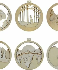 Joiedomi 6 Pcs DIY Wooden Christmas Ornaments