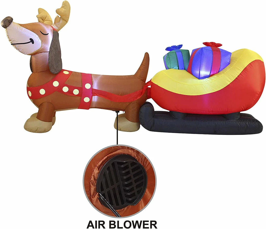Joiedomi Jumbo Christmas Puppy Inflatable (8 Ft) Inflatables 3 Joiedomi Jumbo Christmas Puppy Inflatable (8 Ft) Inflatables