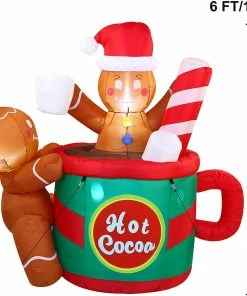 Joiedomi Large Gingerbread Man In Hot Cocoa Mug Inflatable (6 Ft) 10 Joiedomi Large Gingerbread Man In Hot Cocoa Mug Inflatable (6 Ft)