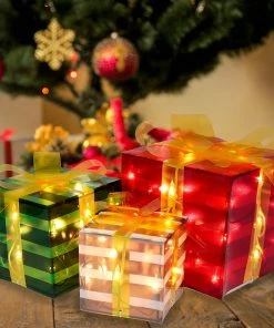 Joiedomi All Holiday Decor Christmas Lighted Boxes