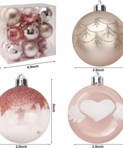 Joiedomi All Holiday Decor 6CM Christmas Ornaments With Gradient Pink, 18 Pcs 7 Joiedomi All Holiday Decor 6CM Christmas Ornaments With Gradient Pink, 18 Pcs