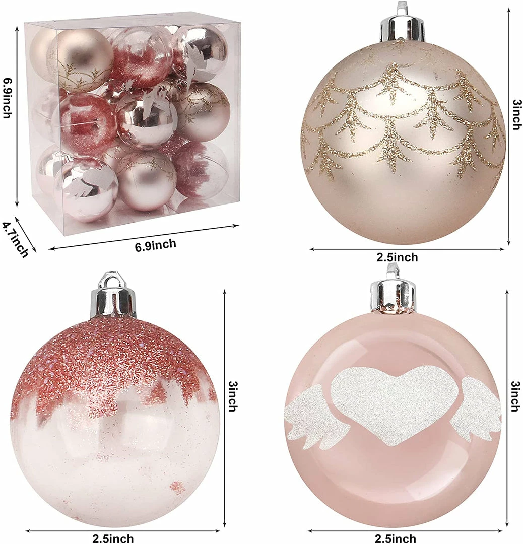 Joiedomi All Holiday Decor 6CM Christmas Ornaments With Gradient Pink, 18 Pcs 3 Joiedomi All Holiday Decor 6CM Christmas Ornaments With Gradient Pink, 18 Pcs