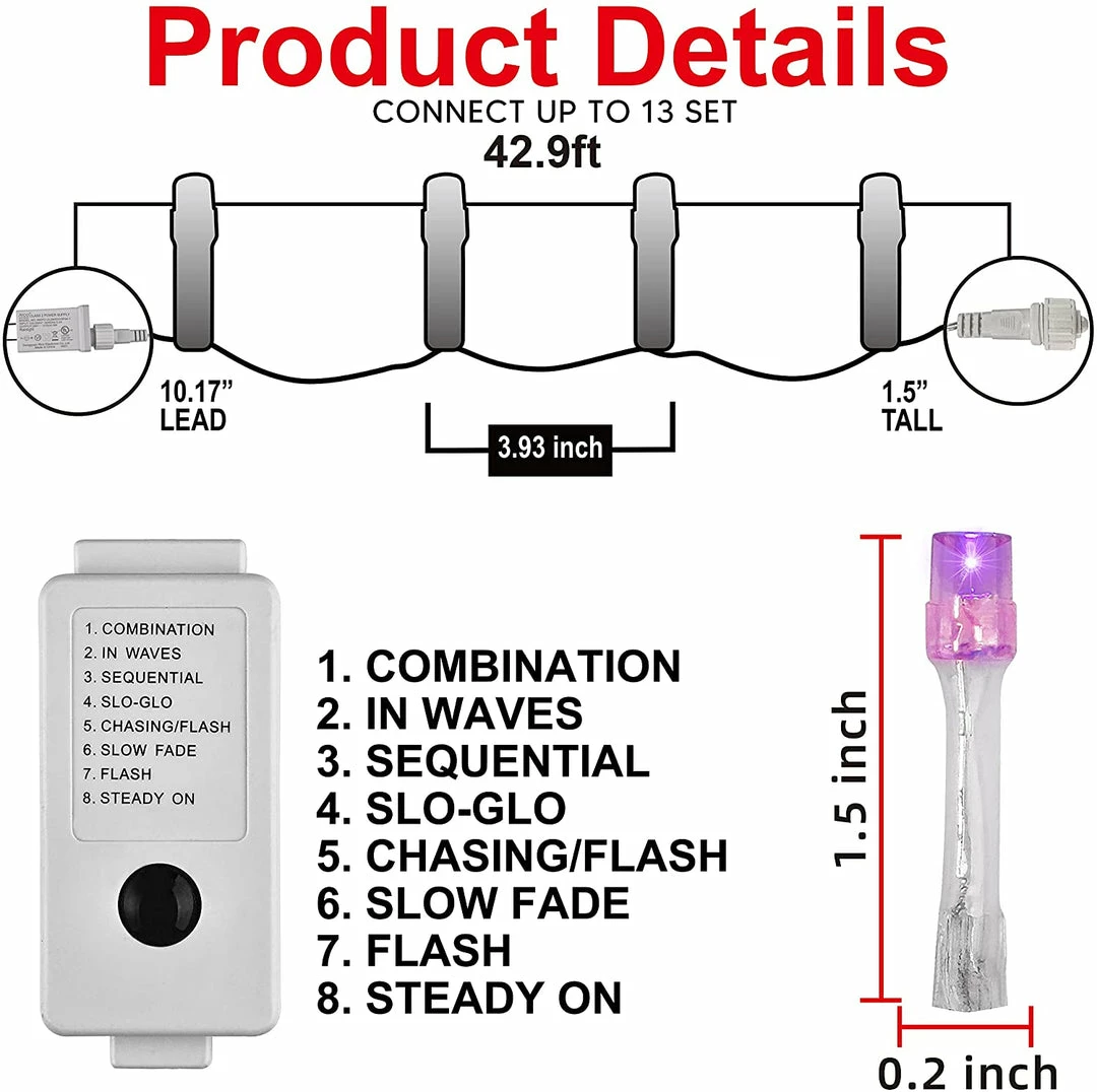 Joiedomi 42.9 FT Orange & Purple LED Light Set 6 Joiedomi 42.9 FT Orange & Purple LED Light Set