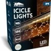 Joiedomi 3×150 LED Christmas Icicle Lights Warm White Net Lights