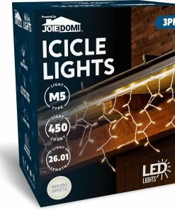Joiedomi 3Γ150 LED Christmas Icicle Lights Warm White Net Lights