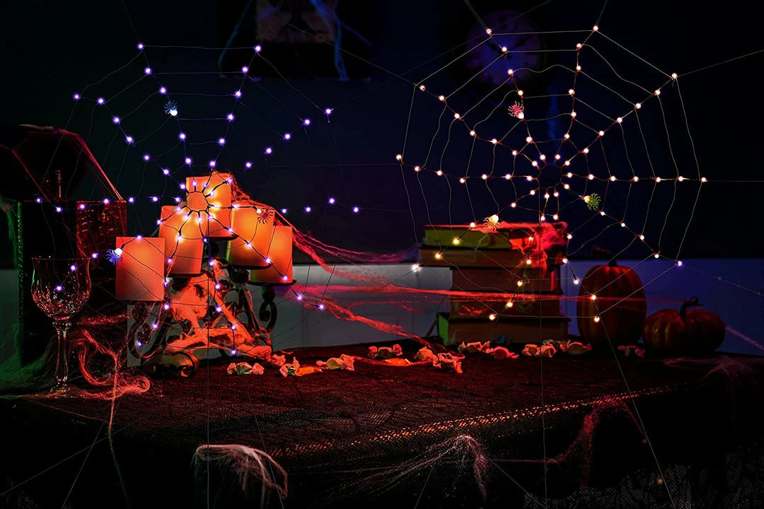 Joiedomi All Holiday Decor 2 Pack Halloween Spider Web Lights With 3 Lighted Spiders 8 Joiedomi All Holiday Decor 2 Pack Halloween Spider Web Lights With 3 Lighted Spiders