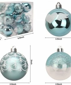 Joiedomi 6CM Christmas Ornaments With Gradient Baby Blue, 18 Pcs All Holiday Decor