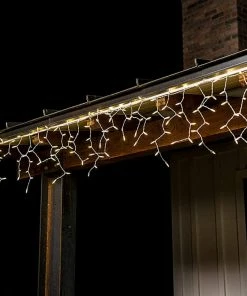 Joiedomi String Lights 100 Faceted M5 LED White Wire Icicle Lights Warm White