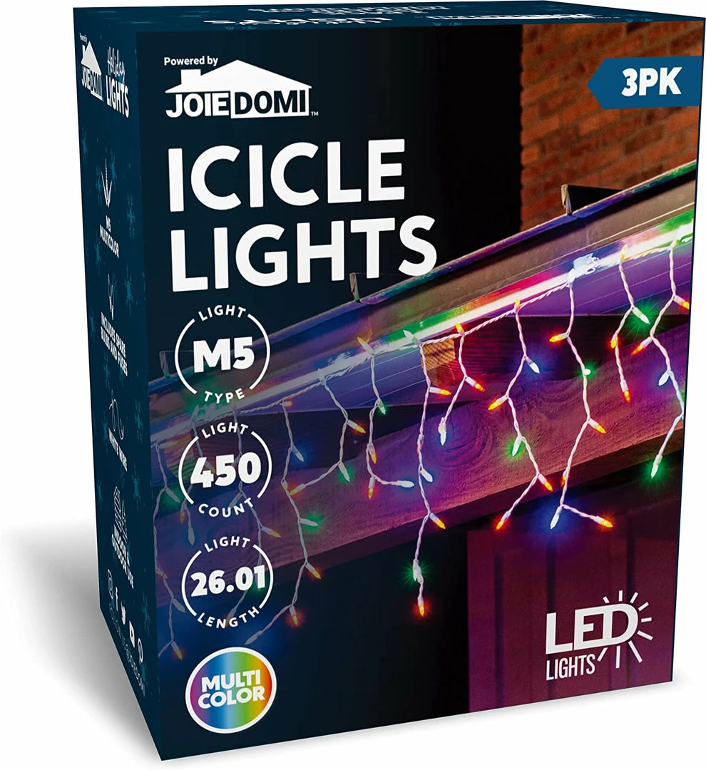 Joiedomi Net Lights 3×150 LED Christmas Icicle Lights Multicolor 1 Joiedomi Net Lights 3×150 LED Christmas Icicle Lights Multicolor