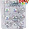 Joiedomi 24Pcs Chrome Plastic Clear Ball Ornaments With Filling