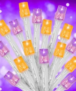 Joiedomi 98.1 FT Orange & Purple LED 8 Modes Clear Wire Mini Light Set All Holiday Decor