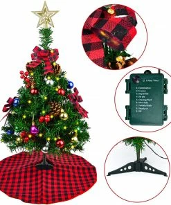 Joiedomi 24" Prelit Tabletop Christmas Tree With Tree Skirt And Decoration Kits