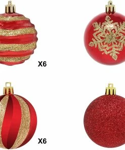 Joiedomi 24 Pcs Christmas Ball Ornaments, Red And Gold