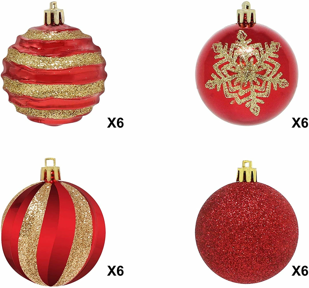 Joiedomi 24 Pcs Christmas Ball Ornaments, Red And Gold 2 Joiedomi 24 Pcs Christmas Ball Ornaments, Red And Gold