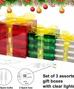 Joiedomi All Holiday Decor Christmas Lighted Boxes