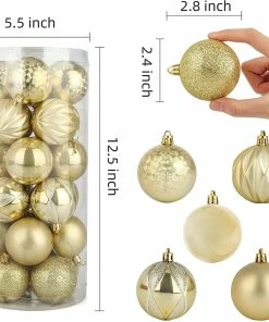 Joiedomi 2.36" Gold Baby Blue Christmas Ball Ornaments 24Pcs All Holiday Decor 8 Joiedomi 2.36