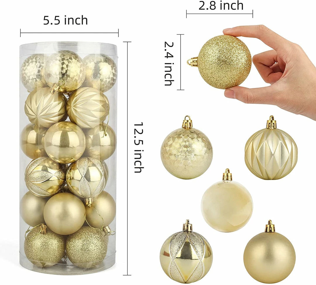 Joiedomi 2.36" Gold Baby Blue Christmas Ball Ornaments 24Pcs All Holiday Decor 3 Joiedomi 2.36" Gold Baby Blue Christmas Ball Ornaments 24Pcs All Holiday Decor