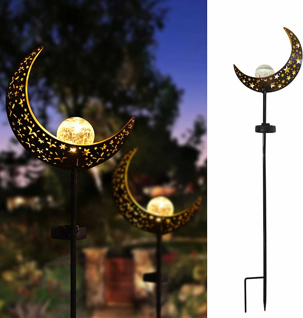 Joiedomi 2 Pack Moon Crackle Glass Globe Solar Stake Lights 2 Joiedomi 2 Pack Moon Crackle Glass Globe Solar Stake Lights