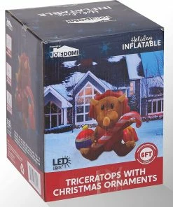 Joiedomi 6 FT Long Inflatable Triceratops With A Huge Ornament And A Huge Candy Cane Inflatables