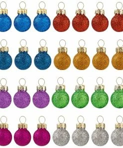 Joiedomi All Holiday Decor 36 Pcs 1 Inch Christmas Mini Glitter Glass Balls Ornaments
