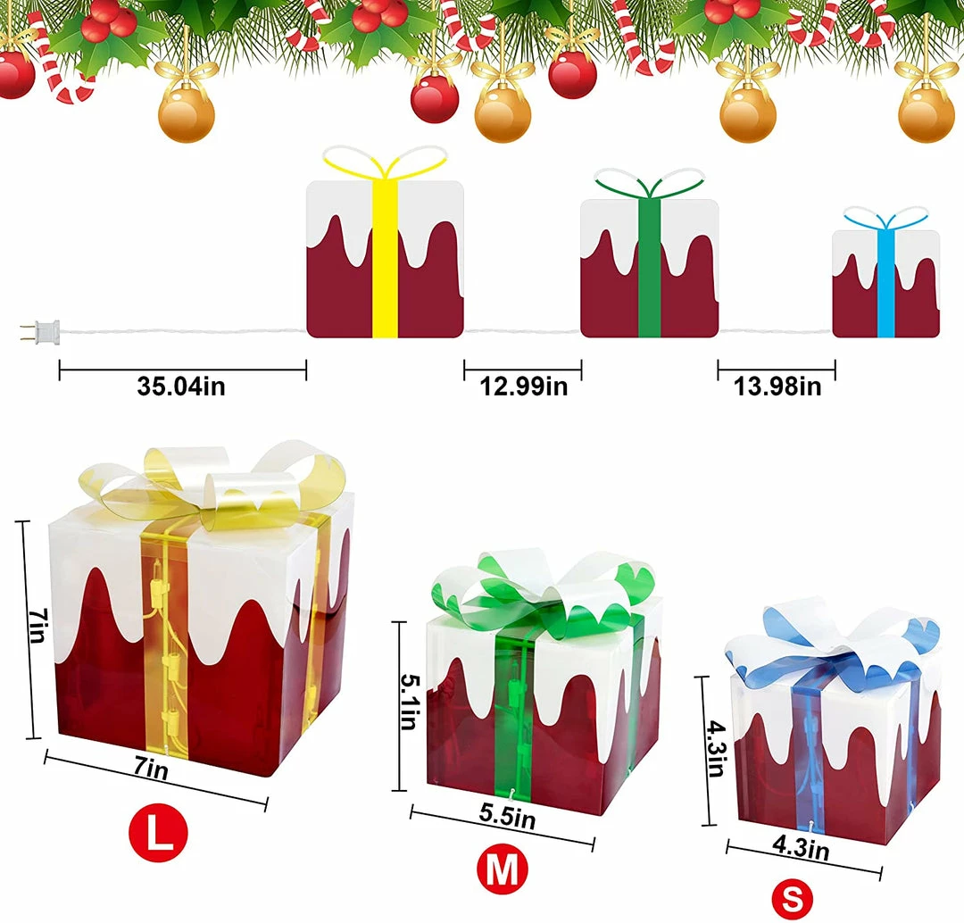 Joiedomi Set Of 3 Snow Christmas Lighted Gift Boxes All Holiday Decor 7 Joiedomi Set Of 3 Snow Christmas Lighted Gift Boxes All Holiday Decor