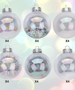 Joiedomi 24Pcs Chrome Plastic Clear Ball Ornaments With Filling