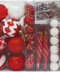 Joiedomi All Holiday Decor 87ct Assorted Red & White Christmas Ornaments Set With Pine Corn 6 Joiedomi All Holiday Decor 87ct Assorted Red & White Christmas Ornaments Set With Pine Corn