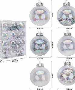 Joiedomi 24Pcs Chrome Plastic Clear Ball Ornaments With Filling