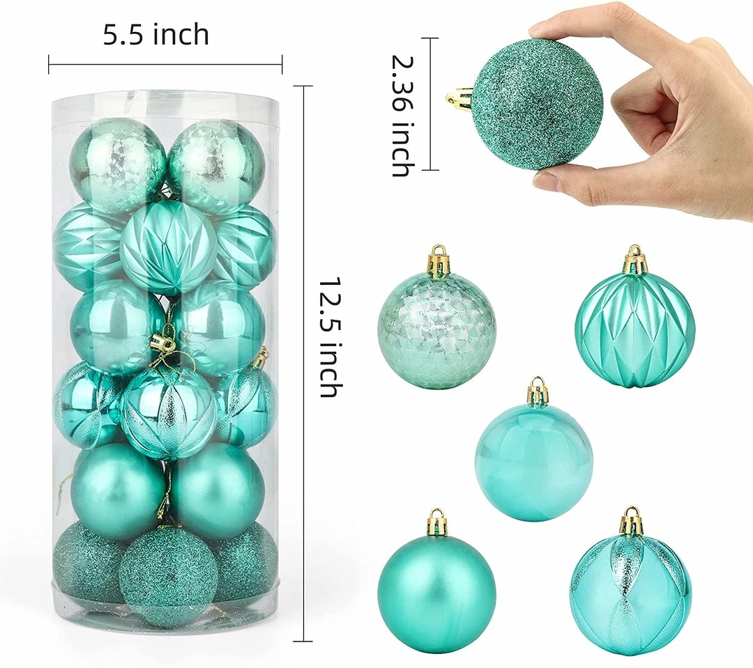 Joiedomi 2.36" Teal Christmas Ball Ornaments 24Pcs All Holiday Decor 3 Joiedomi 2.36" Teal Christmas Ball Ornaments 24Pcs All Holiday Decor