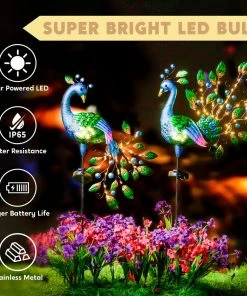 Joiedomi 2Pcs. Solar Pathway Lights Peacock Shaped Lawn Decor 13 Joiedomi 2Pcs. Solar Pathway Lights Peacock Shaped Lawn Decor