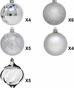 Joiedomi 24 Pcs Christmas Ball Ornaments (Silver)