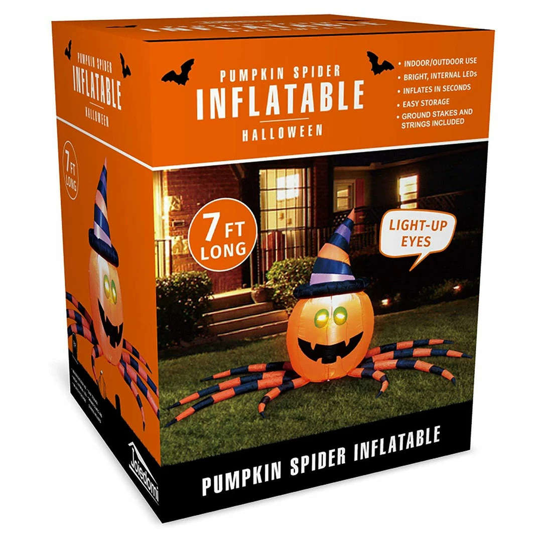 Joiedomi Inflatables Large Pumpkin Spider Inflatable (7 Ft) 3 Joiedomi Inflatables Large Pumpkin Spider Inflatable (7 Ft)