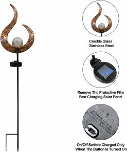 Joiedomi 2 Pack Crackle Glass Globe Metal Solar Stake Lights 9 Joiedomi 2 Pack Crackle Glass Globe Metal Solar Stake Lights
