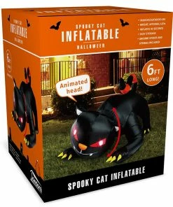 Joiedomi Halloween Animated Red Eye Witch's Cat Inflatable (6 Ft)
