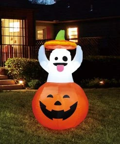 Joiedomi Tall Halloween Ghost In Pumpkin Inflatable (5 Ft)