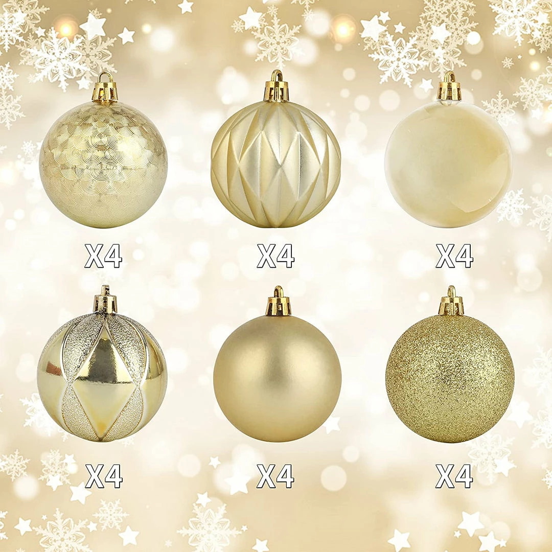Joiedomi 2.36" Gold Baby Blue Christmas Ball Ornaments 24Pcs All Holiday Decor 2 Joiedomi 2.36" Gold Baby Blue Christmas Ball Ornaments 24Pcs All Holiday Decor