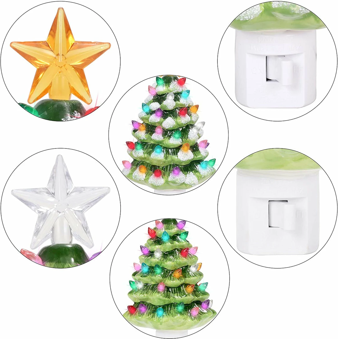 Joiedomi All Holiday Decor 2 Packs Ceramic Christmas Tree Night Light 4 Joiedomi All Holiday Decor 2 Packs Ceramic Christmas Tree Night Light